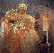 Alphonse Mucha Woman With a Burning Candle Sweden oil painting artist